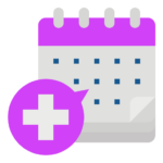 Illustration of a calendar with medical symbol.