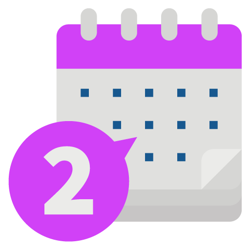 Illustration of a calendar with the number 2.